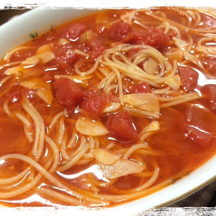 トマトとニンニクのスープパスタ レシピ 作り方 By ソチミルコ 楽天レシピ